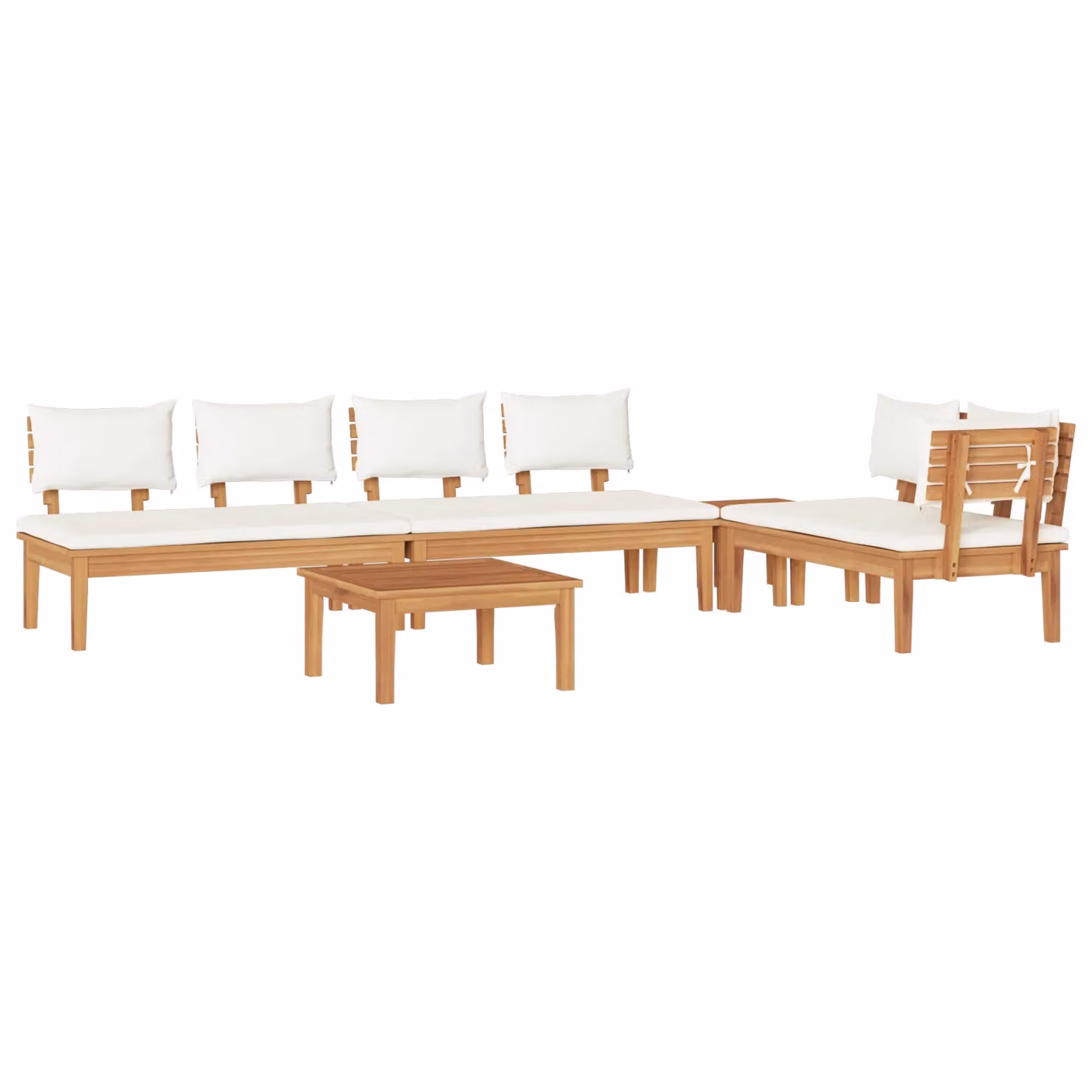 Berkfield Home 5 Piece L-Shape Garden Dining Set with Cushions in Brown Solid Teak Wood – 2