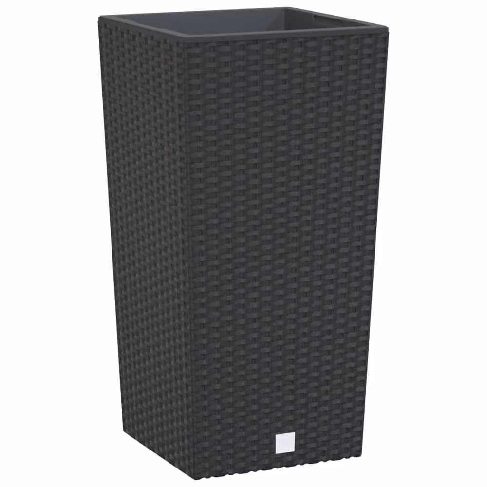Berkfield Home Black Rattan Planter with Removable Anthracite Inner Tub, 26.5 L – 2