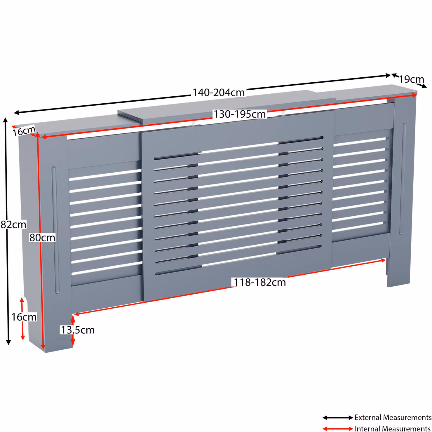 Vida Designs Milton Adjustable MDF Radiator Cover in Dark Grey, W/H/D: 82.0 x 204.0 x 19.0 cm – 2