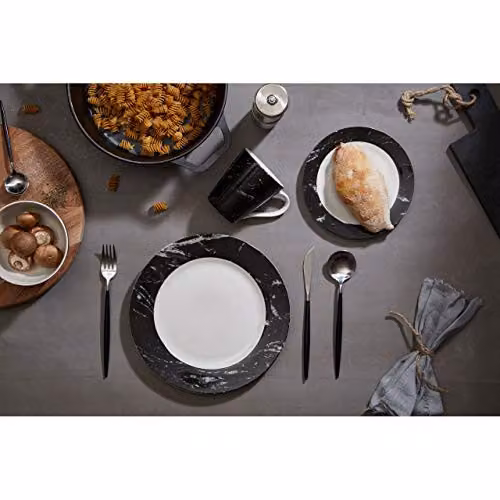 Premier Housewares 16 Piece Stainless Steel Cutlery Set in Matte Black and Silver – 2