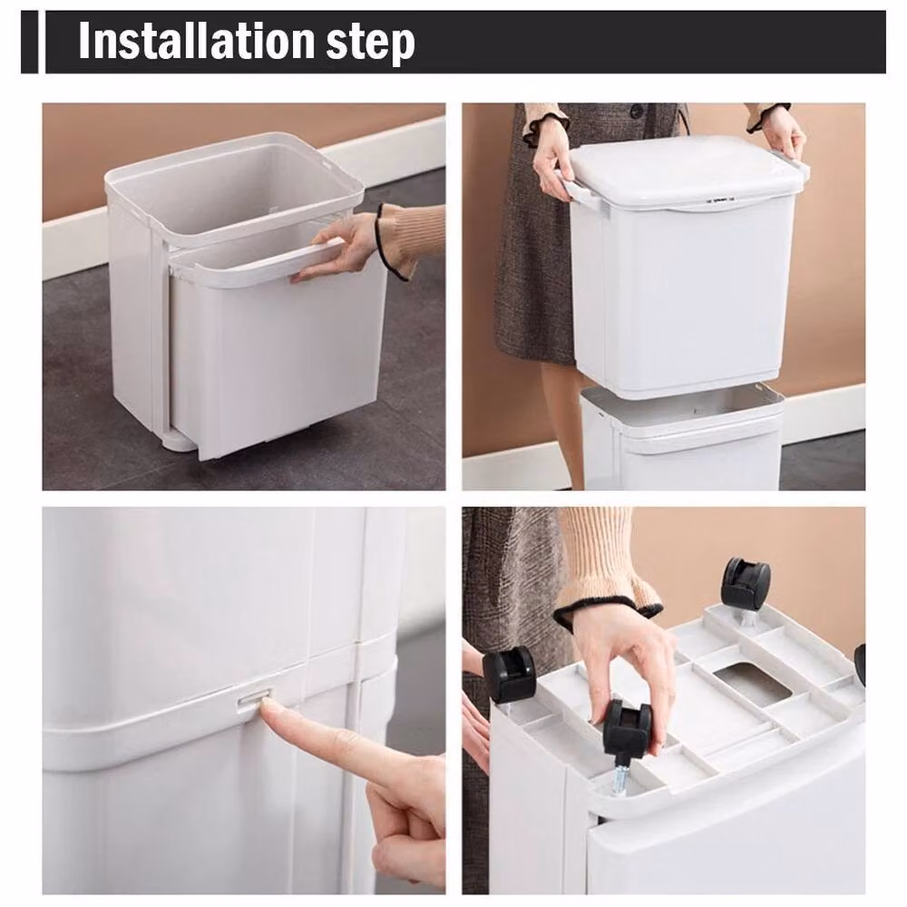 FORGEVIO White Dual Kitchen Rubbish and Recycling Bin with Flip Lid – 4