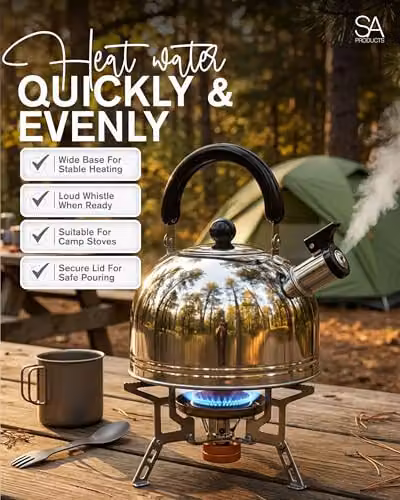 Tanness 3L Stainless Steel Camping Whistling Kettle in Silver – 4