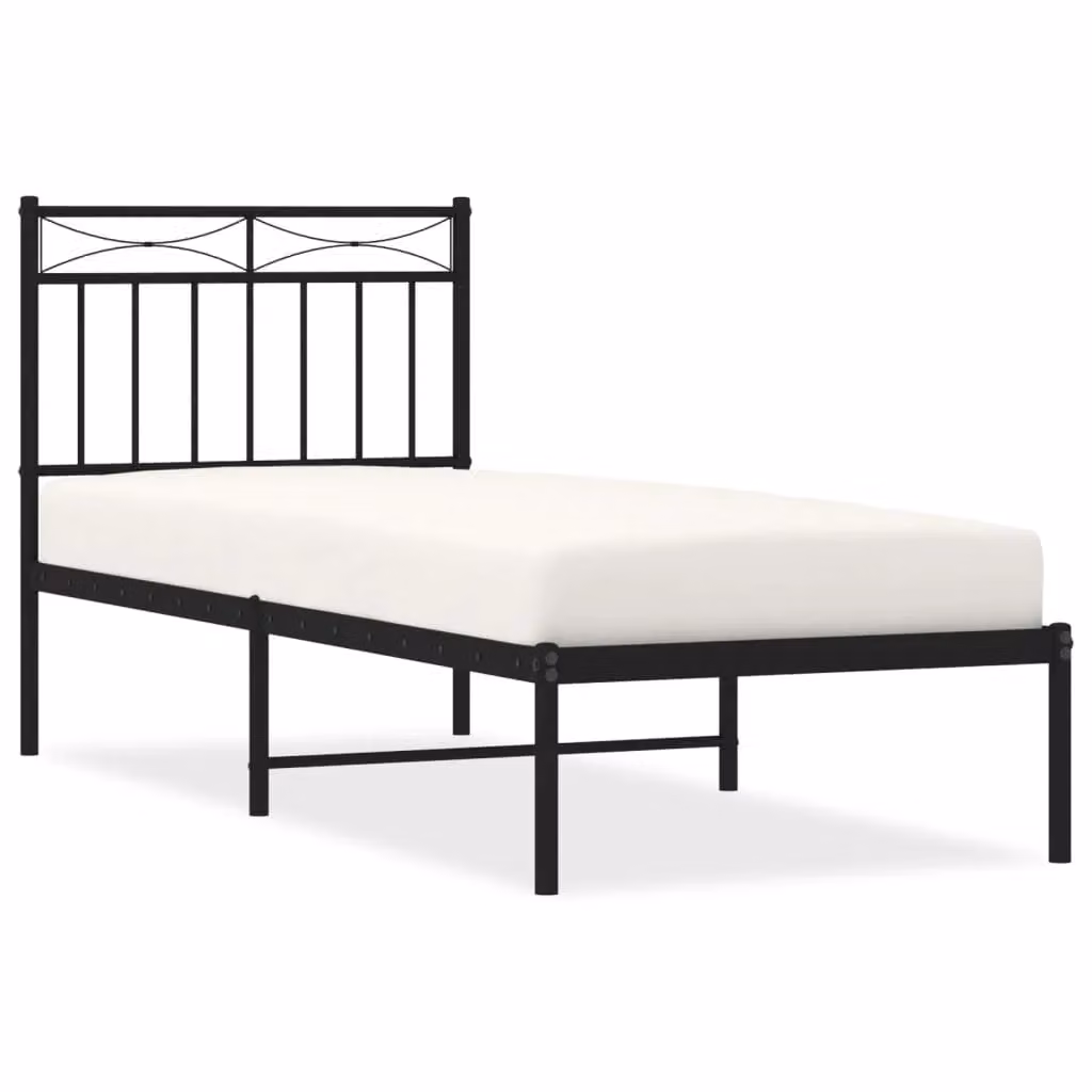 Berkfield Home Metal Bed Frame with Headboard in Black, W/D/H: 80 x 200 cm – 2