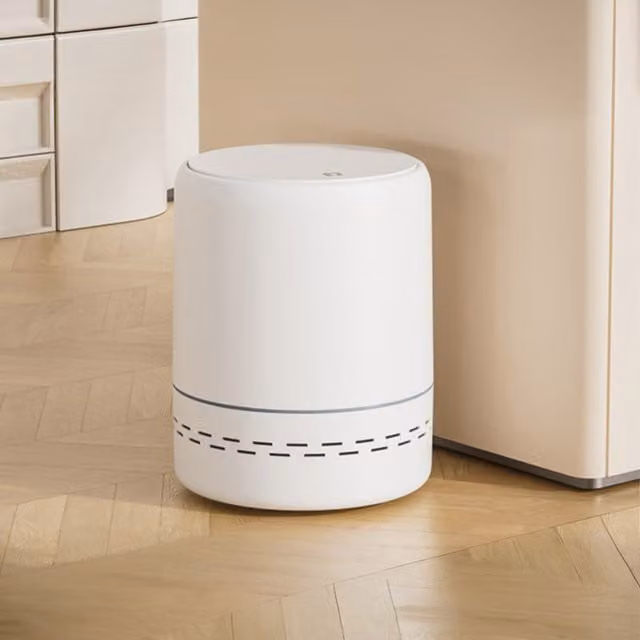 Lifeideas Cylindrical Flip-Top Plastic Bin, White
