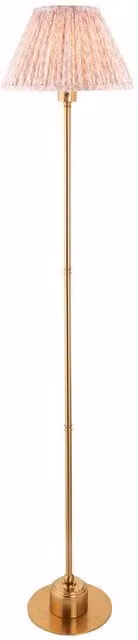 Netlighting Burley Rechargeable LED Floor Lamp with Peach Fabric Leaf Shade and Gold/Brass Metal Base, Dimmable, Diameter: 30 cm – 1