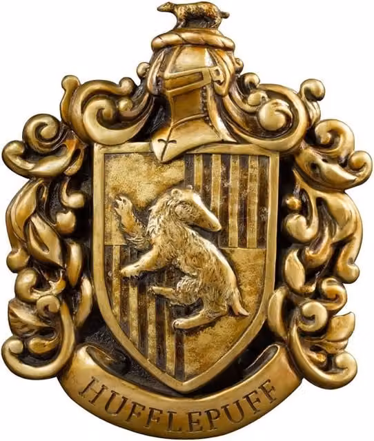 Noble Collection Hufflepuff Crest Vintage Wall Art in Gold and Yellow