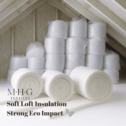MHG Textiles Polyester Loft Insulation Roll, White, W: 57 cm, H: 11 cm, L: 8 m – 2