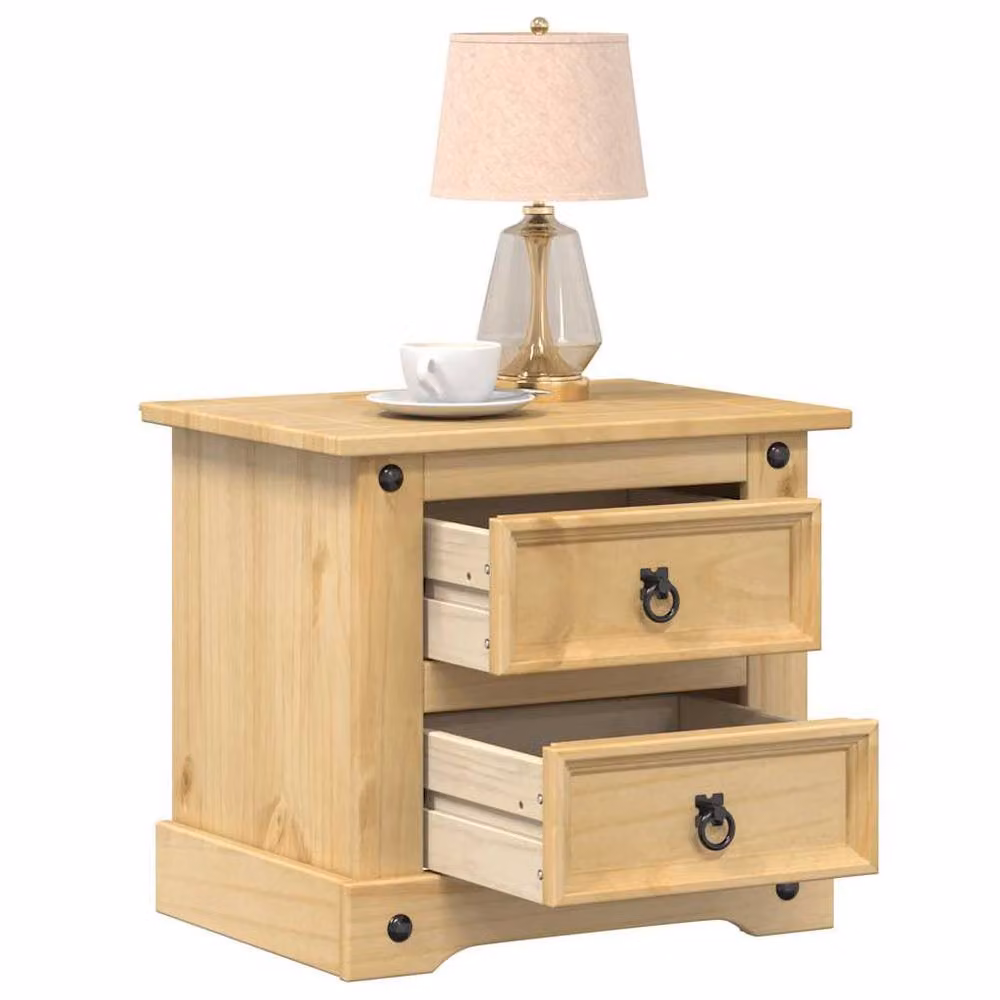 Berkfield Home Beautiful Corona Bedside Cabinet in Light Brown Solid Pine, W: 53 cm, D: 39 cm, H: 50 cm – 2