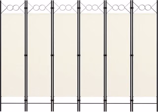 Berkfield Home 6-Panel Room Divider, White, W: 240 cm, H: 180 cm