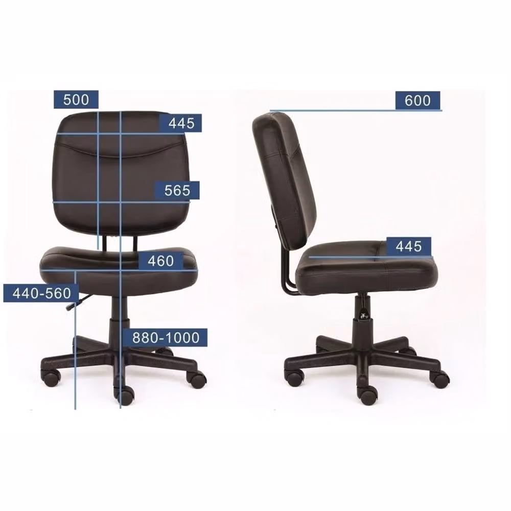 Nordara Black Armless Office Chair in Black PU Leather Swivel Task Chair – 2