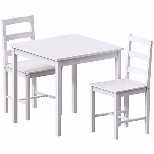 Vida Designs Yorkshire White Pine Dining Set with Table and 2 Chairs – 2
