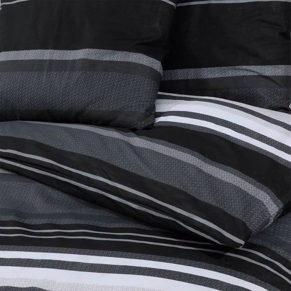 Berkfield Home Striped Cotton Duvet Cover and Pillowcase Set in Black and White, W: 200 cm, H: 220 cm – 5