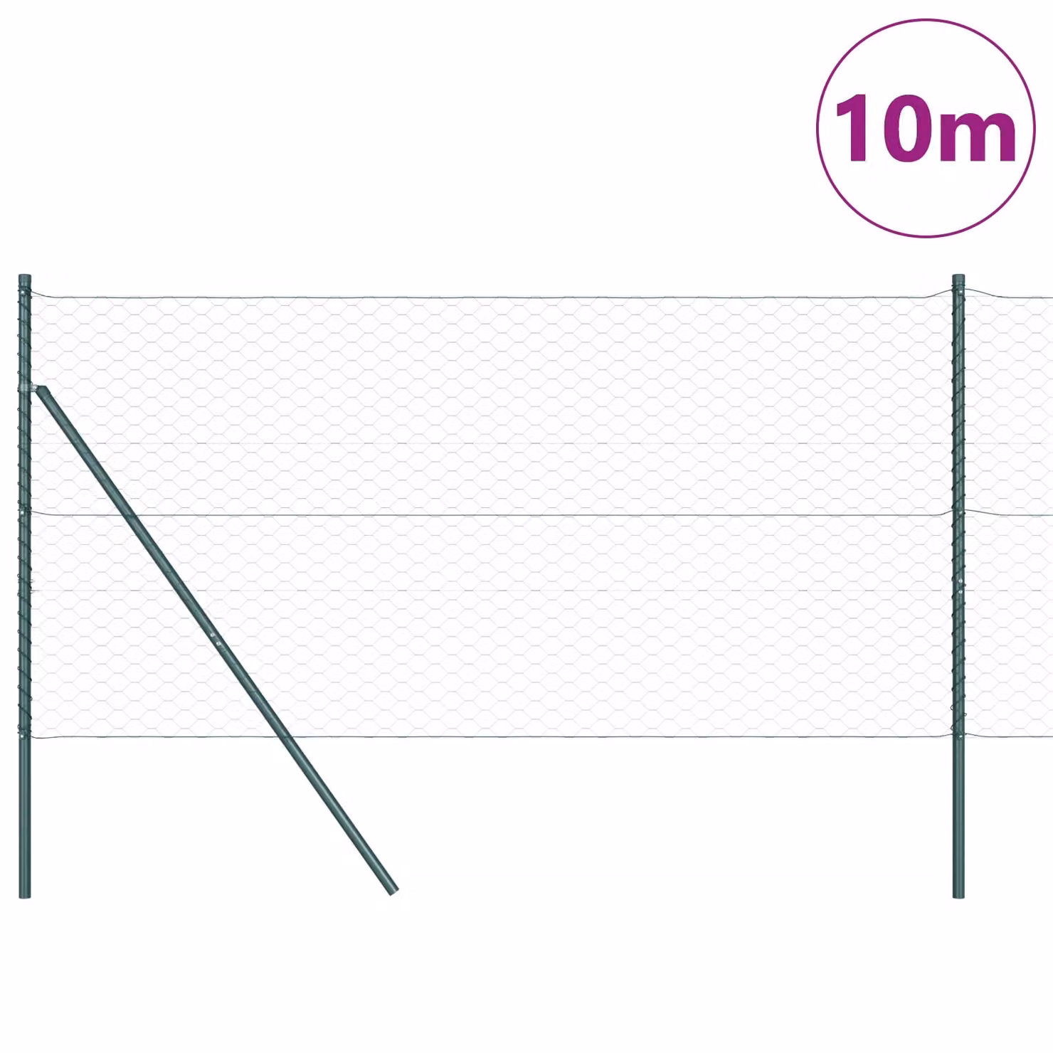 Berkfield Home Green Powder-Coated Steel Hexagon Fence, H: 120 cm x W: 10 m – 3
