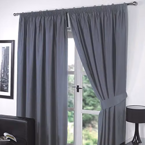 Dreamscene Grey Blackout Pencil Pleat Thermal Insulated Curtains, 2 Panels, H 182 cm x W 167 cm – 1