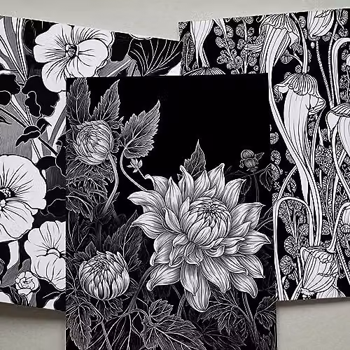 Artery8 50 Piece Black and White Floral Aesthetic Collage Kit Wall Art Prints, W: 10.5 cm, H: 14.8 cm – 7