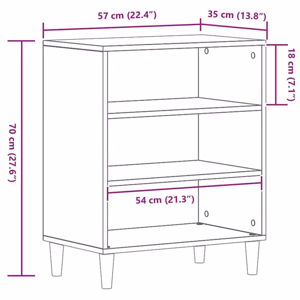 Berkfield Home Modern Black Oak Sideboard, W/D/H: 57 x 35 x 70 cm – 6