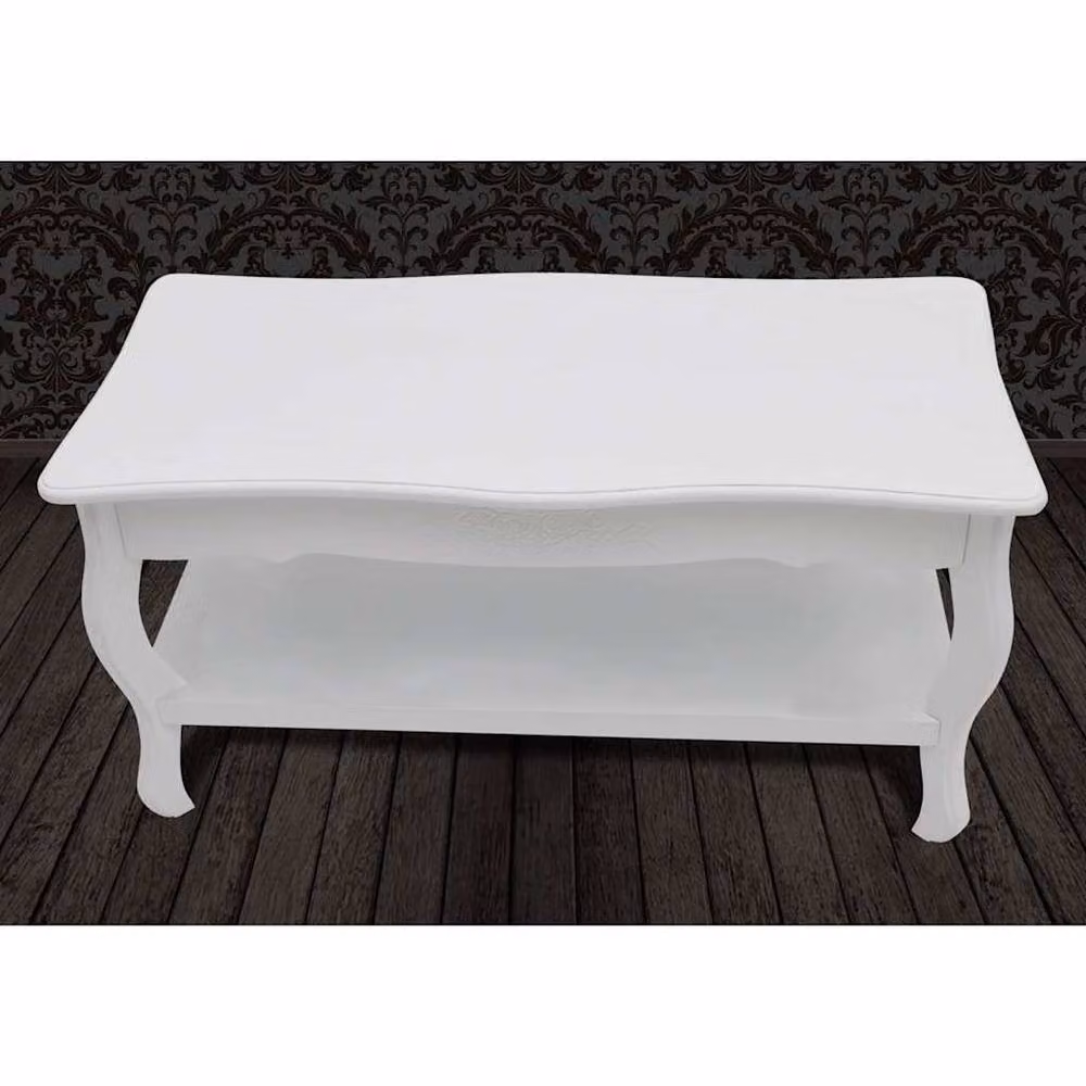 Berkfield Home Two-Tier Rectangular Coffee Table in White Lacquered MDF and Wood – 5