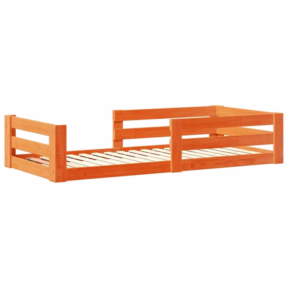 Berkfield Home Small Single Solid Wood Pine Bed Frame, Brown Waxed Finish, W/D/H: 75 x 190 x 41.5 cm – 3
