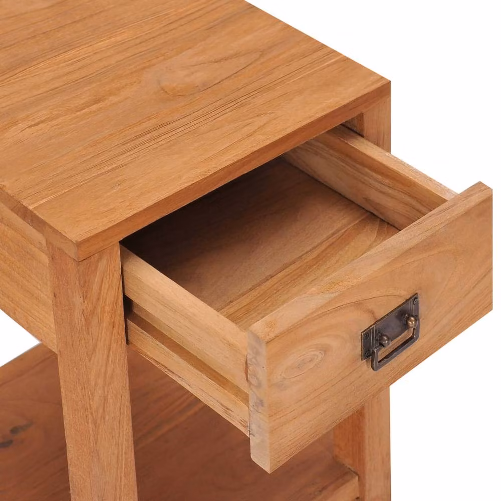 Berkfield Home Solid Teak Wood Bedside Cabinet in Brown, W/D/H: 35 x 35 x 50 cm – 3