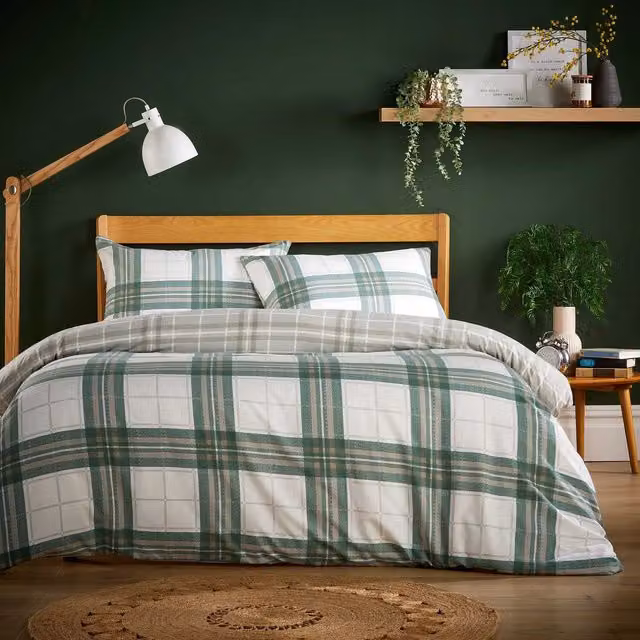 NewEdgeBlinds Green Flannel Duvet Cover, W: 180 cm, H: 200 cm
