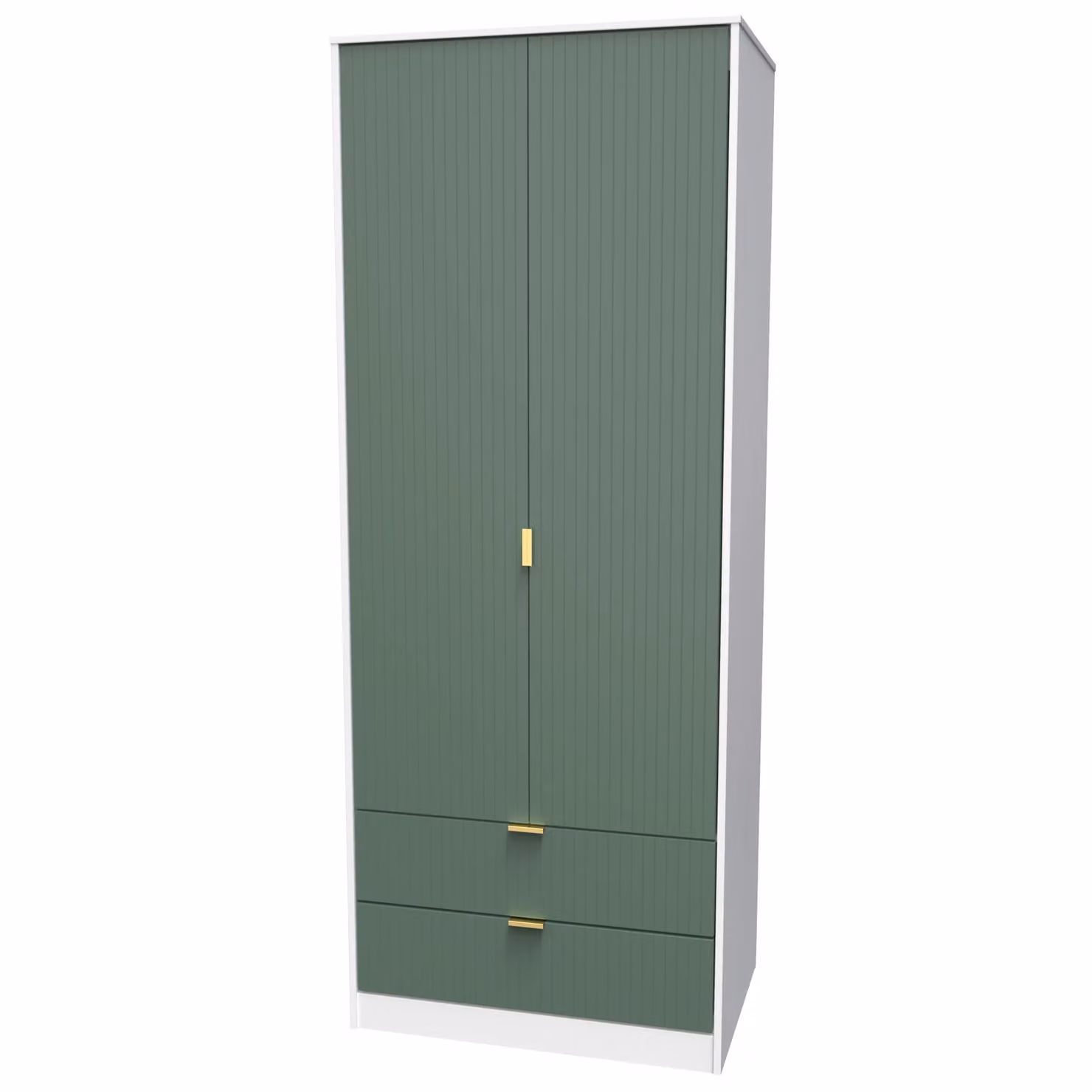 Ready Assembled 2 U Bexley 2 Door 2 Drawer Wardrobe in Green with Gold Details – 2