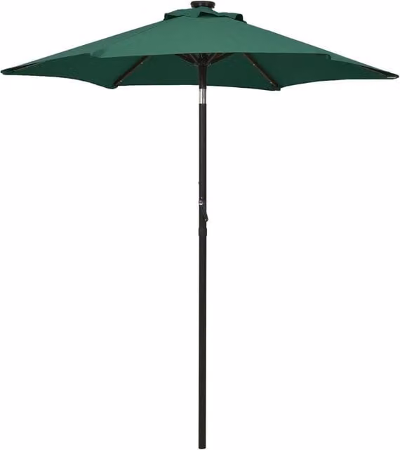 Berkfield Home Green Aluminium Parasol with LED Lights, W: 200 cm, H: 211 cm – 1
