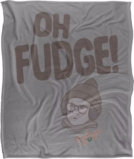 Warner Brothers A Christmas Story Oh Fudge Silky Touch Super Soft White Throw Blanket W/D/H: 152.4 x 127.0 cm – 1