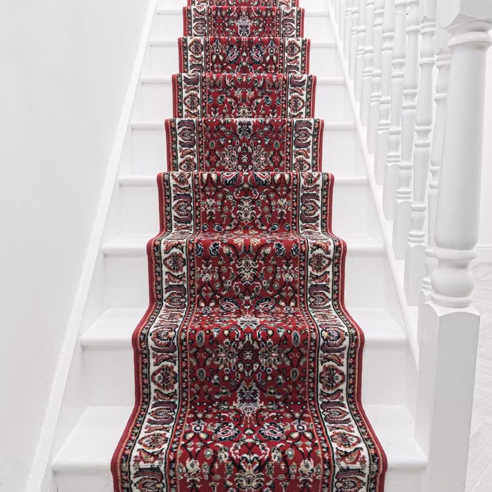 runrug Kashan Stair Runner Carpet in Red, W: 60 cm x L: 600 cm – 4