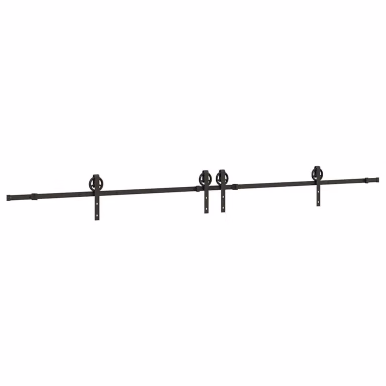 Berkfield Home Matt Black Steel Sliding Door Hardware Kit 366 cm