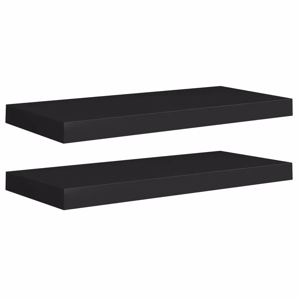 Berkfield Home Floating Wall Shelves, 2 Piece Black MDF and Metal Set, W: 60 cm, D: 23.5 cm, H: 3.8 cm – 2