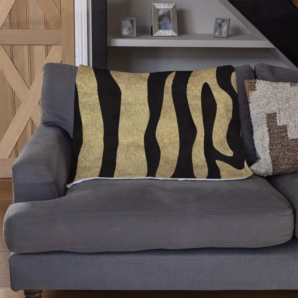 Benjamin Tate Design Golden Zebra Fleece Blanket in Gold and Beige, W/D/H: 120 x 150 cm – 3