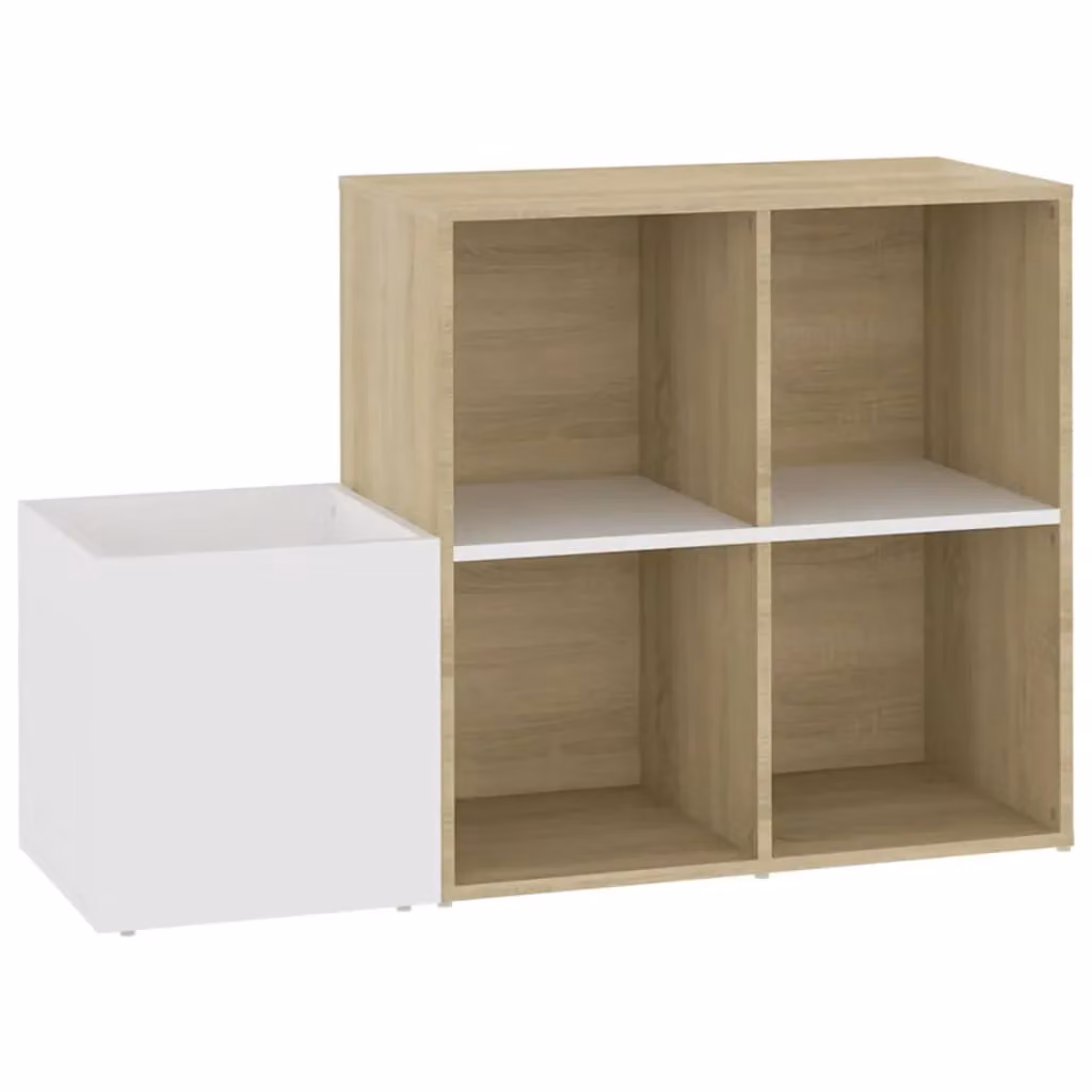 Berkfield Home Hall Shoe Cabinet in White and Sonoma Oak, W/D/H: 105 x 35.5 x 70 cm – 2