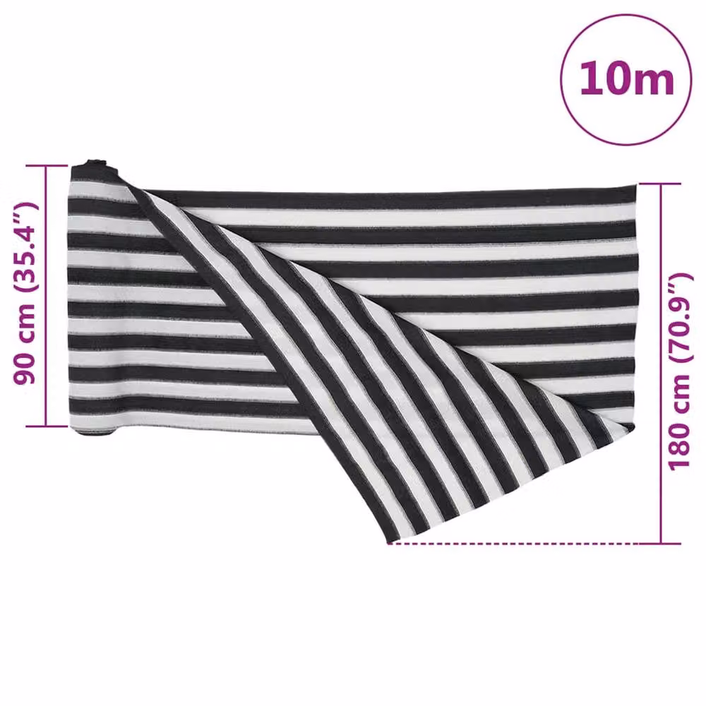 Berkfield Home Privacy Netting in Anthracite, White and Black, HDPE, W: 1.8 m, L: 10 m – 8