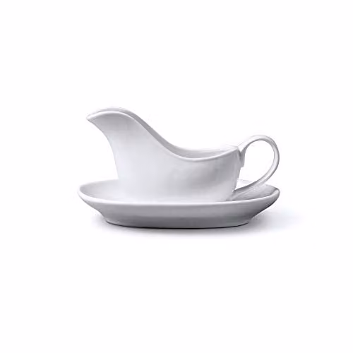 Wm Bartleet & Sons White Porcelain Mini Sauce Boat with Saucer, 114 ml – 1