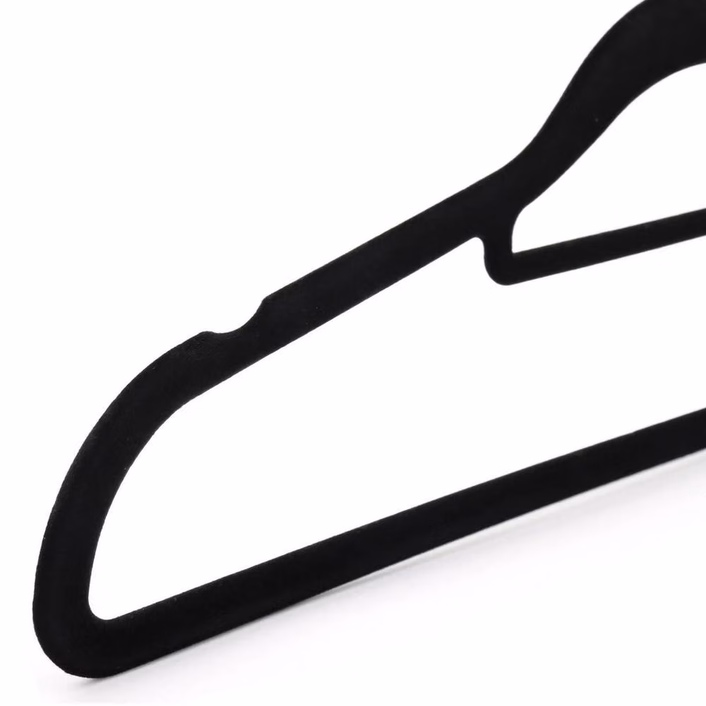 Pawnora Non-slip Velvet Flocked Coat Hangers with Bar, Black, W: 40.0 cm, H: 22.0 cm, D: 41.5 cm – 3