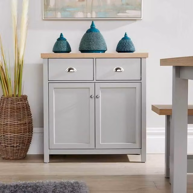 FORGEVIO Grey 2 Door and 2 Drawer Sideboard Storage Cabinet