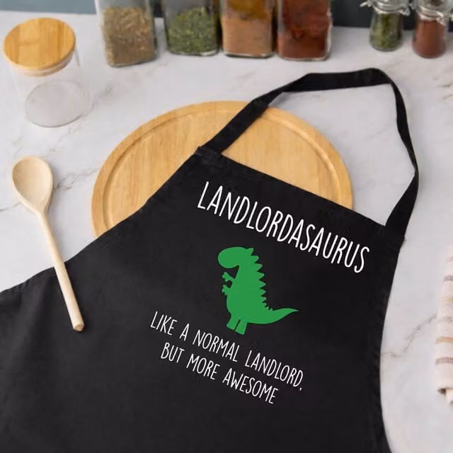 60 Second Makeover Landlordasaurus Men's Cotton Apron in Black