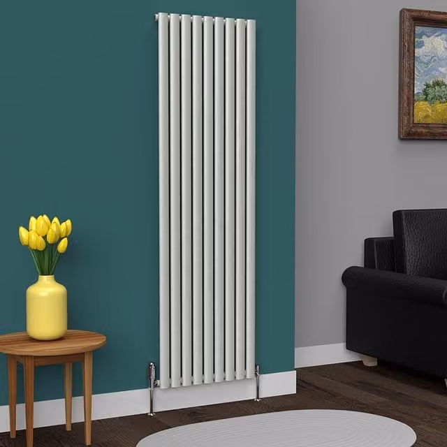 Lux Heat Oval Coloured Vertical Radiator - Dove Grey - H: 180 cm, W: 54 cm, Single