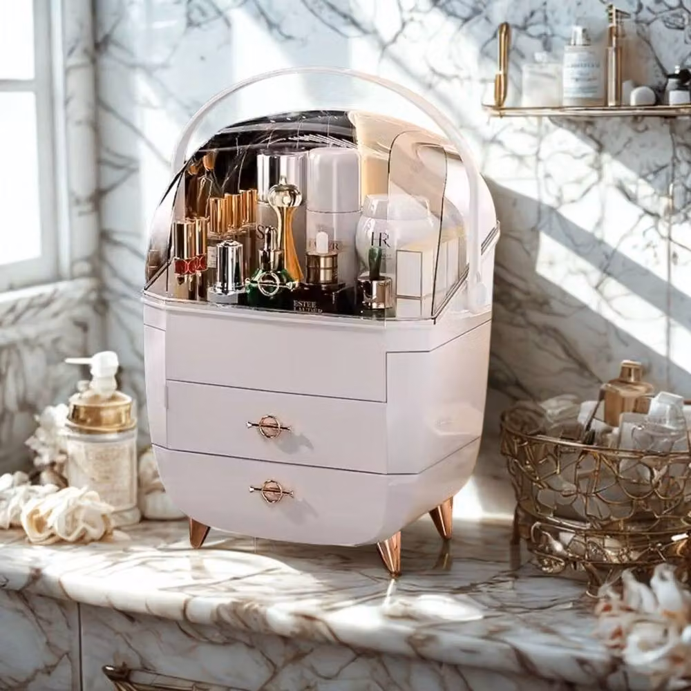 Smartbies Dustproof Women's Makeup Organiser with Drawer in White – 3
