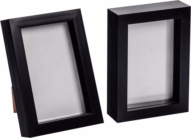 Nicola Spring Pack of 2 Modern Rectangular 3D Box Photo Frames, Black, W: 10.16 cm x H: 15 cm