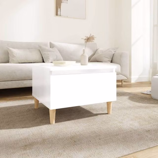 Berkfield Home High Gloss White Side Table W: 50 cm, D: 46 cm, H: 35 cm