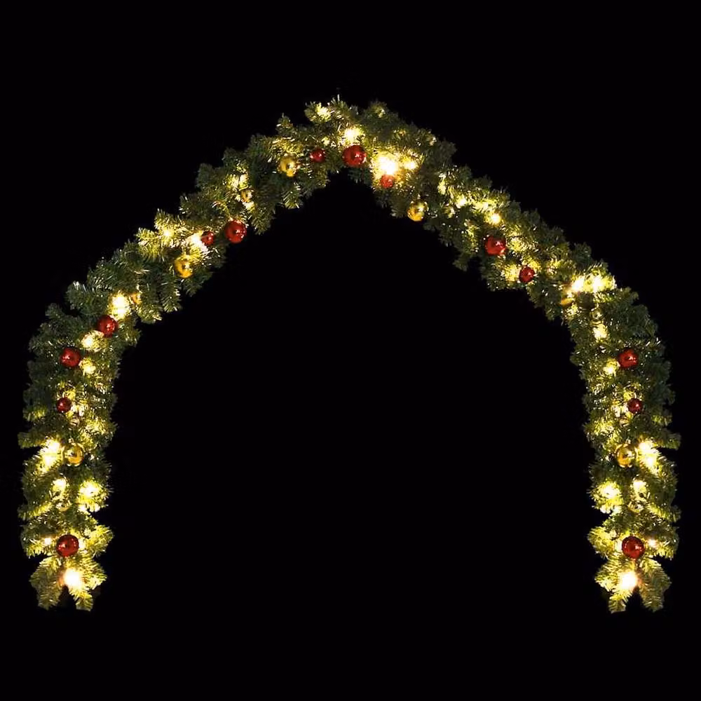 Berkfield Home Green Christmas Garland Decorated with Baubles and LED Lights, 5 m – 4