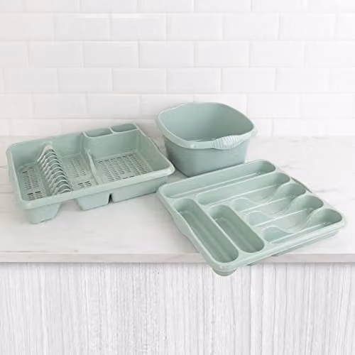 Wham Casa 3 Piece Plastic Kitchen Set in Silver Sage