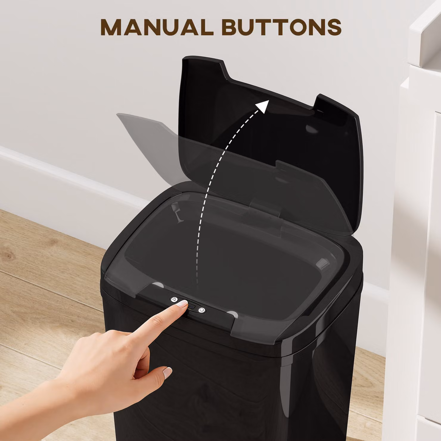 HOMCOM 15L Automatic Sensor Bin, Touchless Kitchen Bin in Black – 4