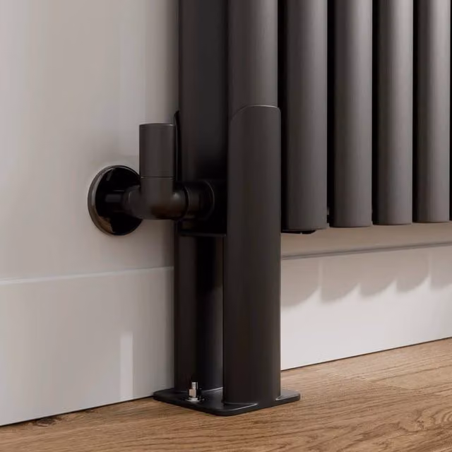 Temprazo Black Floor Standing Legs for Horizontal Oval Radiator - Double Bar