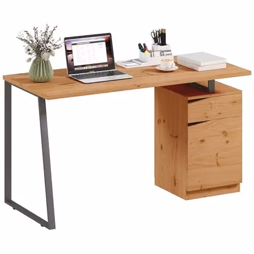 HOMCOM Computer Desk in Black and Brown, W/D/H: 135 x 60 x 75 cm