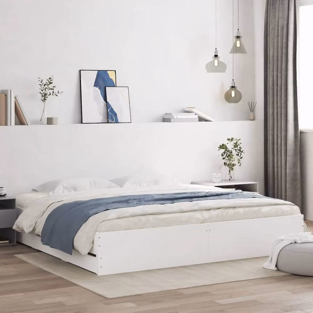 Berkfield Home Modern Bed Frame with Drawers in White, 200 x 200 cm – 2