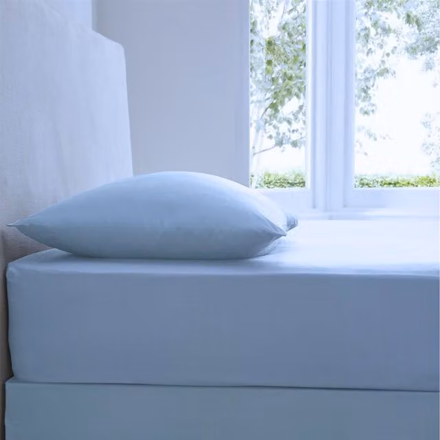 HomeSpace Direct Extra Deep Percale Fitted Sheet, Sky Blue, Superking, W/D/H: 200 x 200 x 40 cm