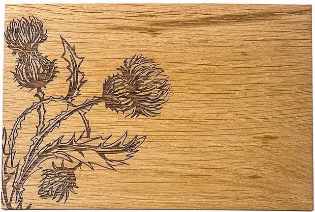 Selbrae House Thistle Trio Oak Wood Board in Light Brown, 30 cm