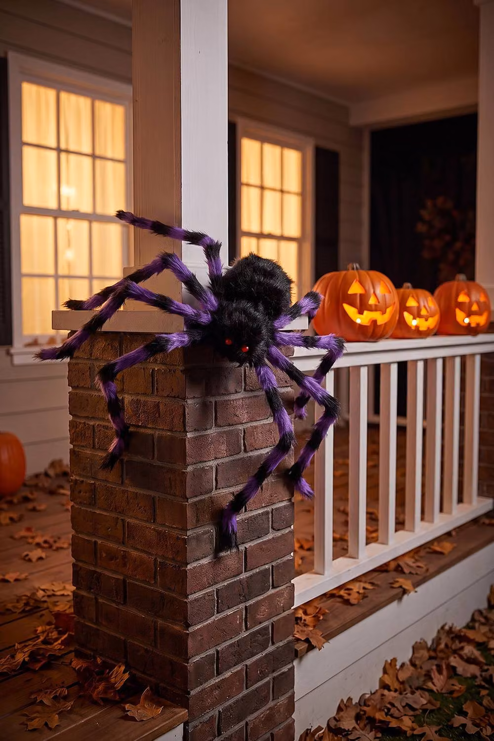 Living and Home Halloween Giant Spider and Web Hanging Decorations in Black, Purple, White and Red – 3